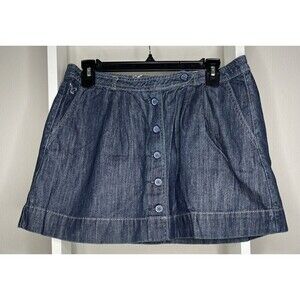 American Eagle Outfitters Skirt Womens 6 Blue Denim Dark Wash 6 Buttons